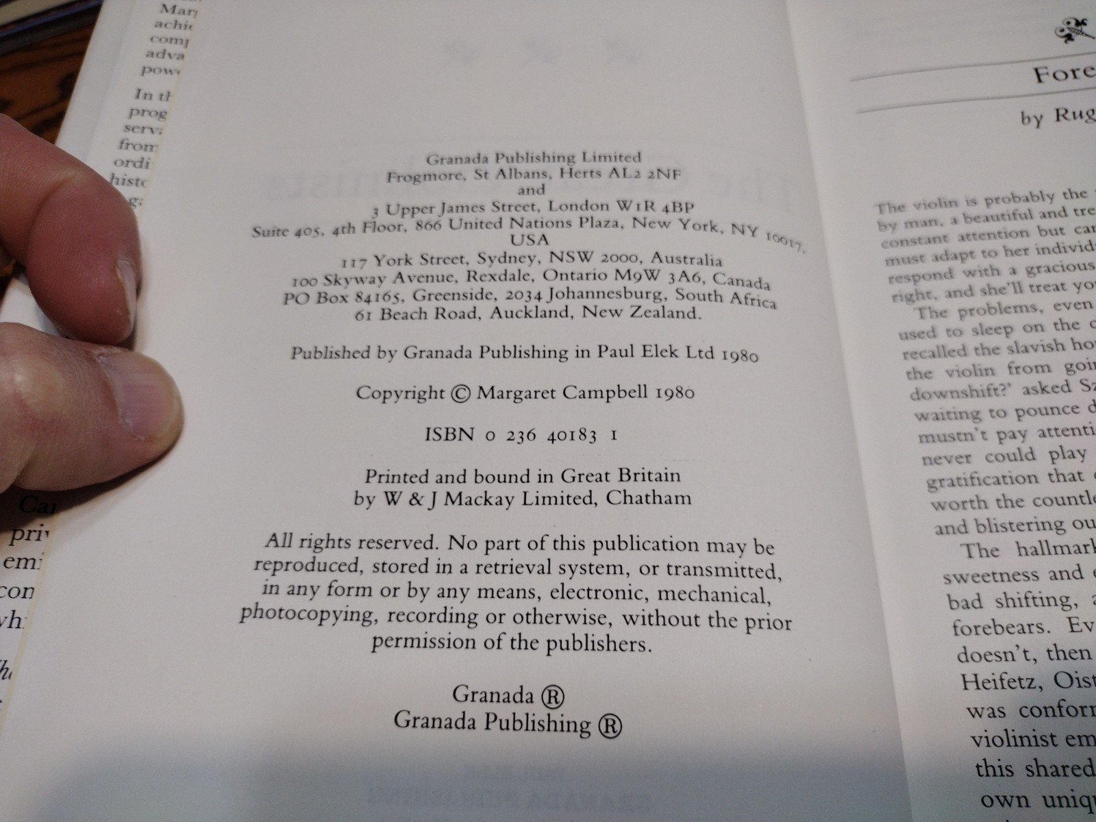 The Great Violinists Margaret Campbell 1980 Granada Publishing 366 pages HB w/DJ