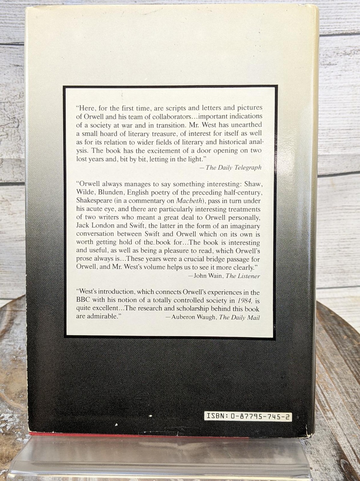 Orwell: The Lost Writings by George Orwell 1985 Hardcover Book w/ Dust Jacket
