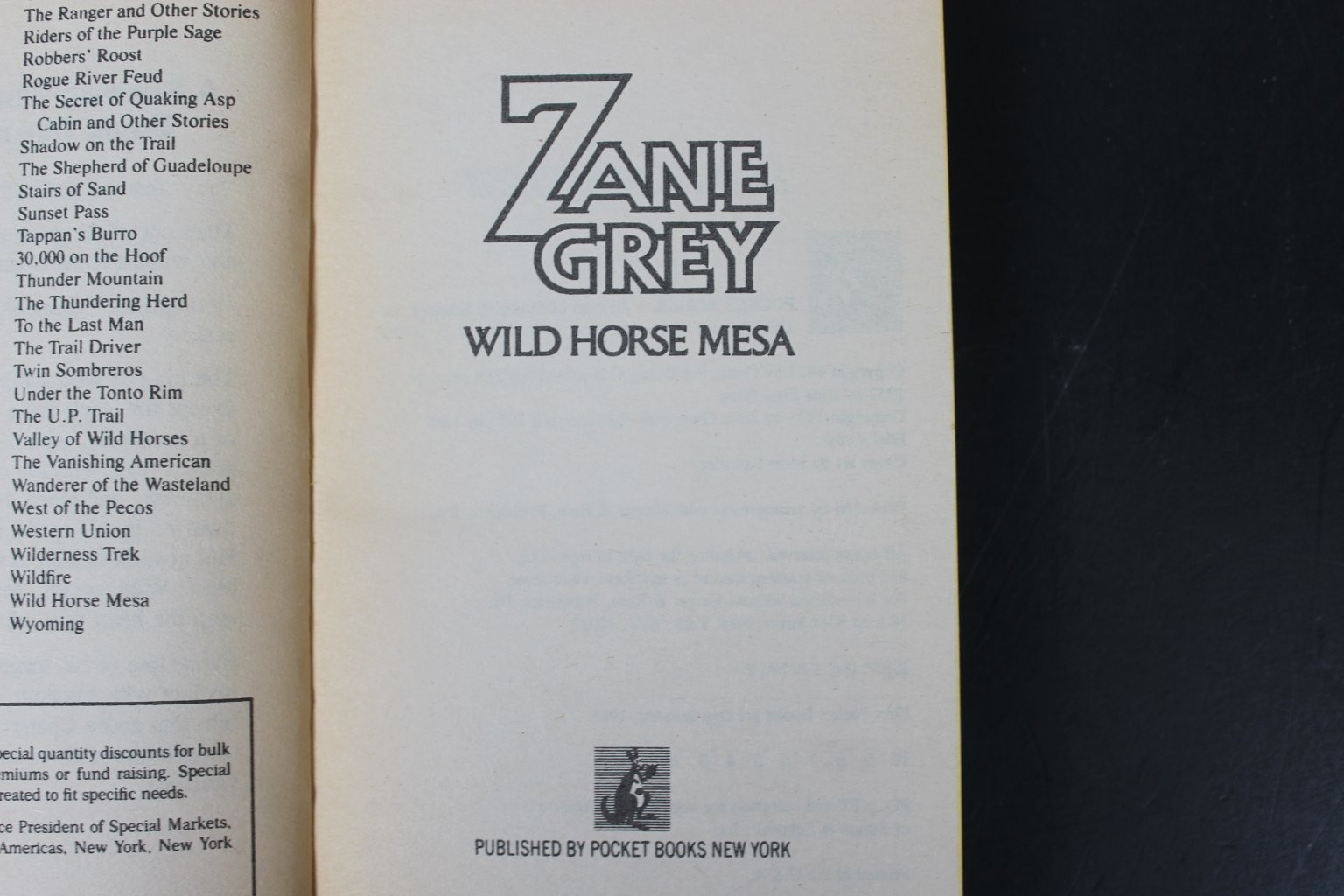 Wild Horse Mesa Zane Grey 1983 First Pocket Books Printing Western Adventure PB