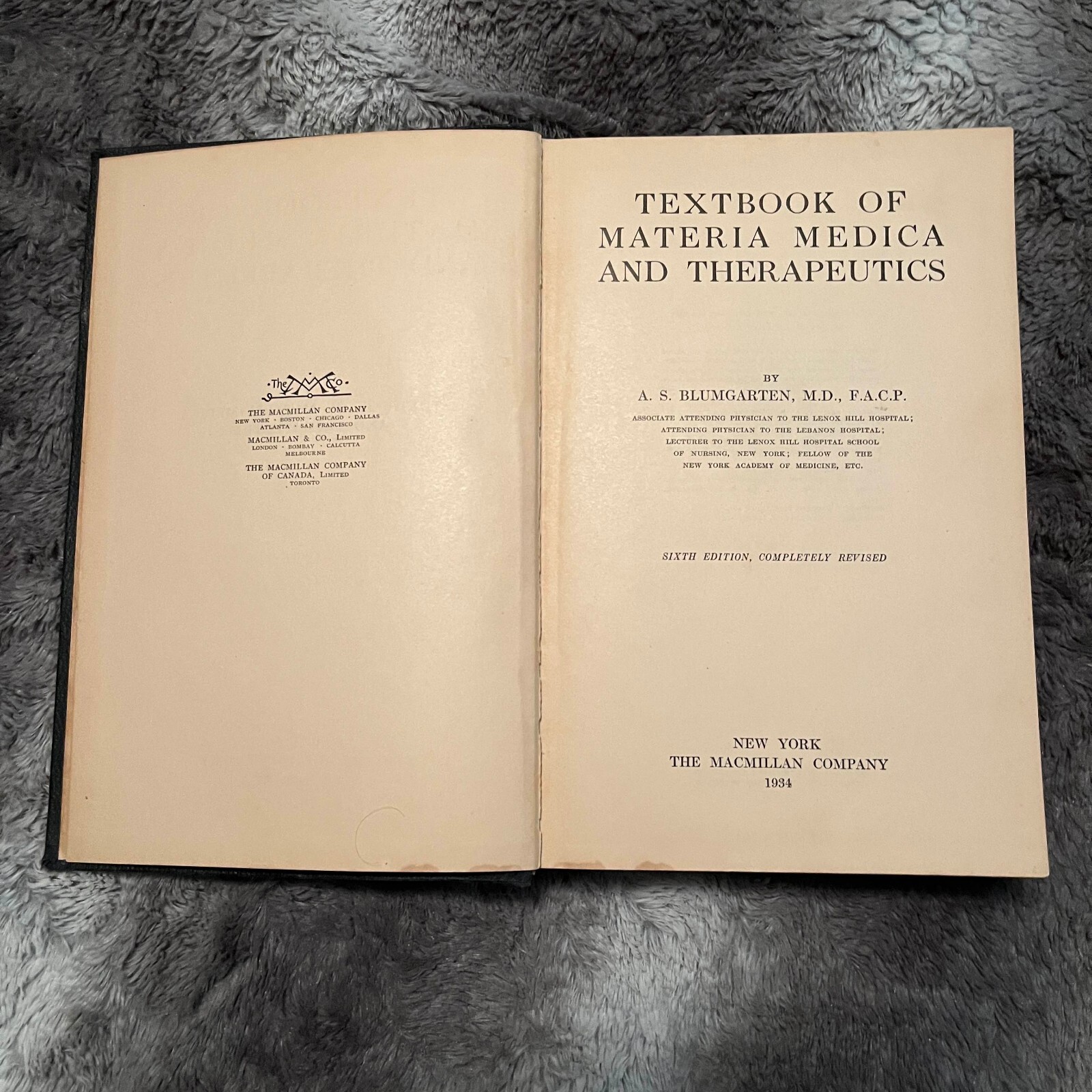 Textbook of Materia Medica and Therapeutics A. S. Blumgarten 1934