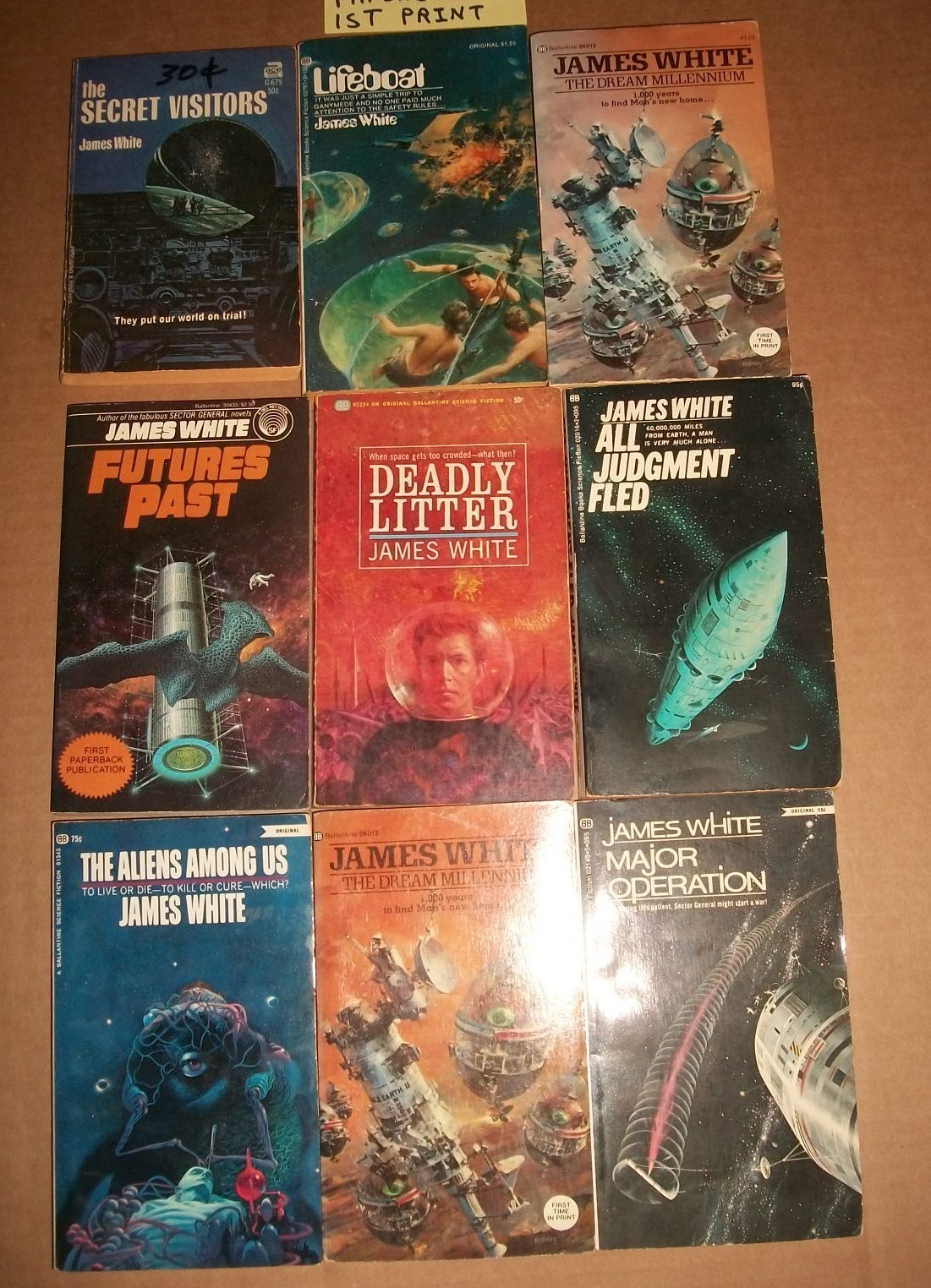 9 paperback lot James White (1928-99) SF author vtg all 1st early 57-82 PB VG EX