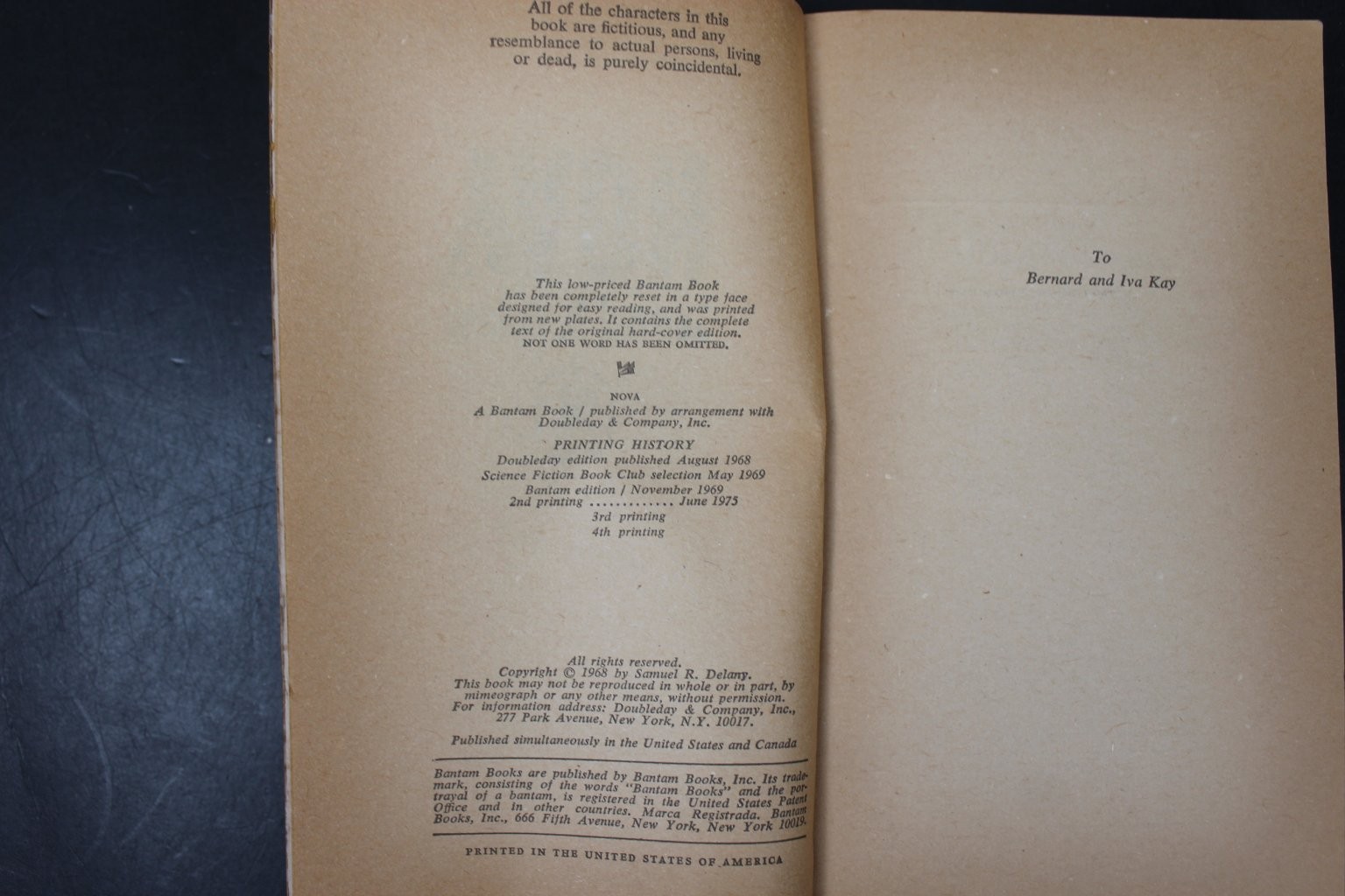 Nova Samuel R. Delany 1975 Bantam Edition 4th Printing Science Fiction PB