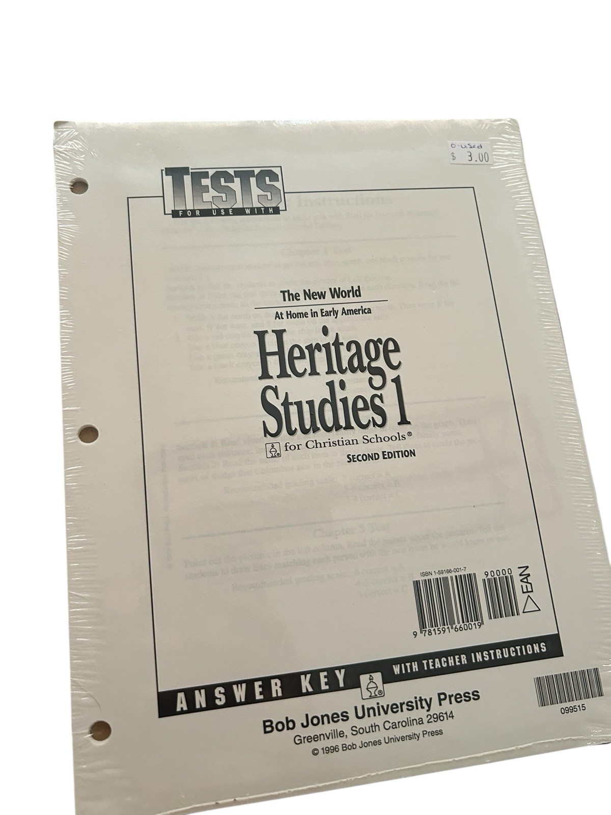 Bob Jones University BJU Heritage Studies 1 Curriculum set the New world 3 books