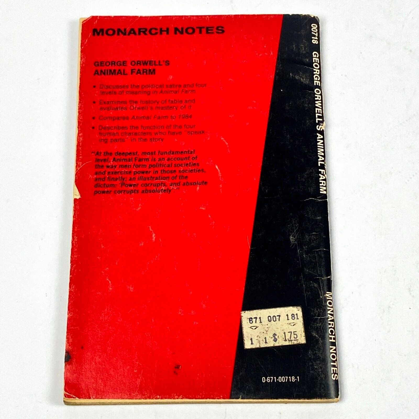 Animal Farm by George Orwell 1965 Monarch Notes Booklet #00718 Vintage