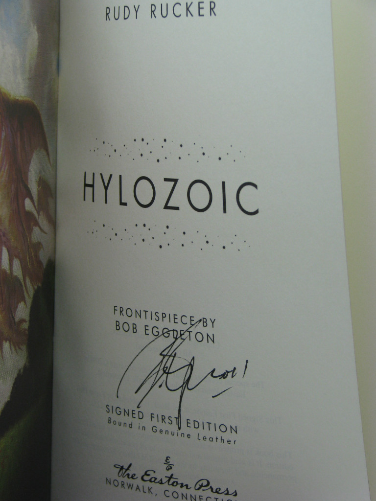 1st, signed by 2(author,artist Eggleton),Hylozoic by Rudy Rucker,Easton Press SF