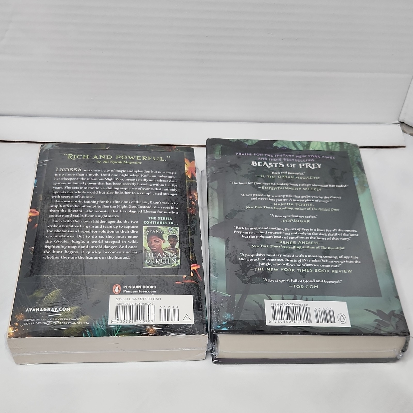 Ayana Gray Beasts of Prey & Beasts of Ruin 2 Book Lot Penguin w/Dustcovers