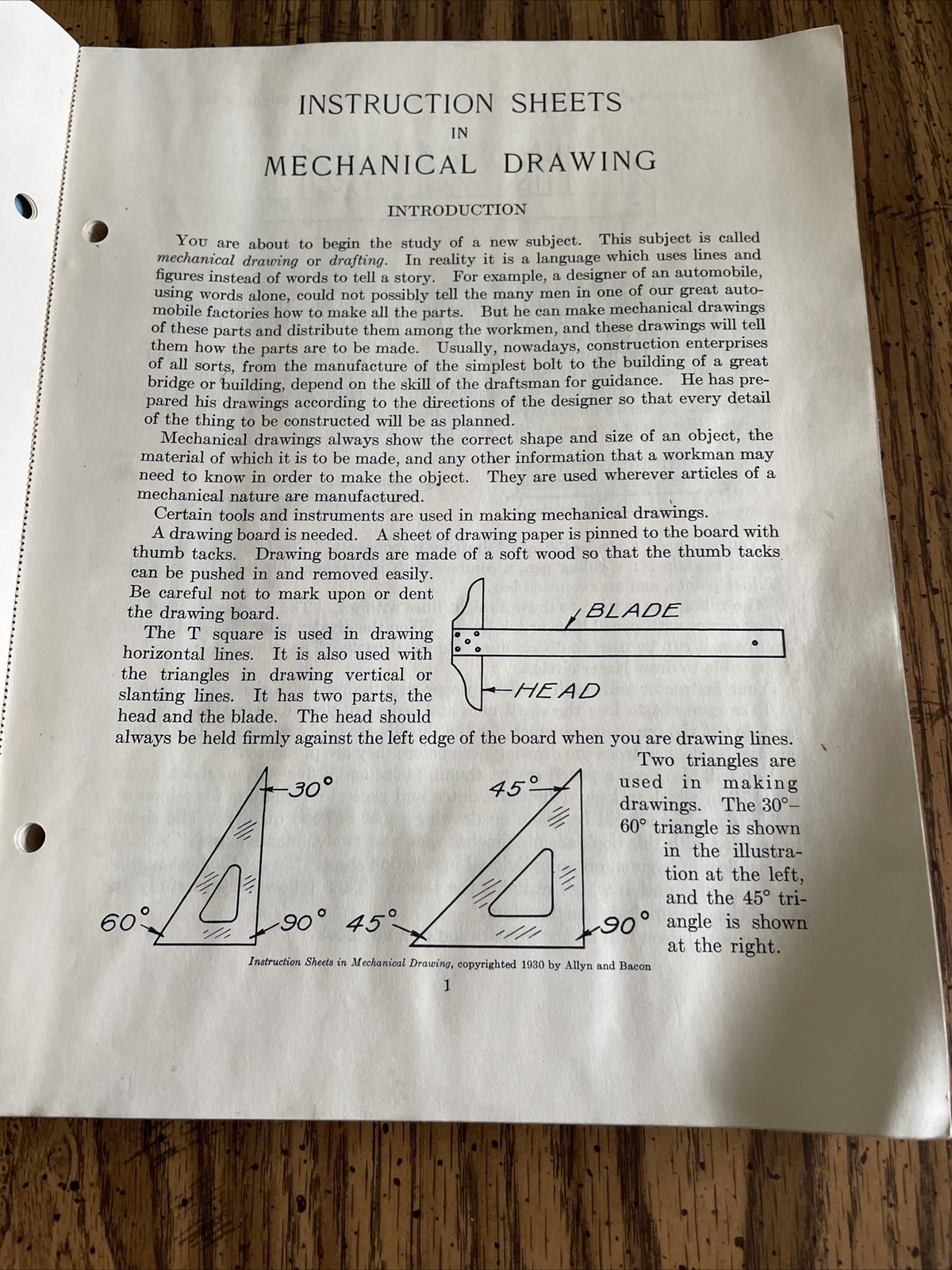 Instruction Sheets in Mechanical Drawing 1930 Elmer A. Rotmans – Allyn And Bacon