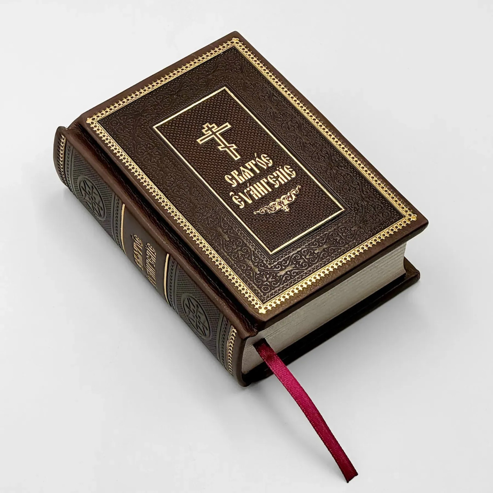 Liturgical Gospel in Church Slavonic, Bound in Leather with Hand-Embossed Gold