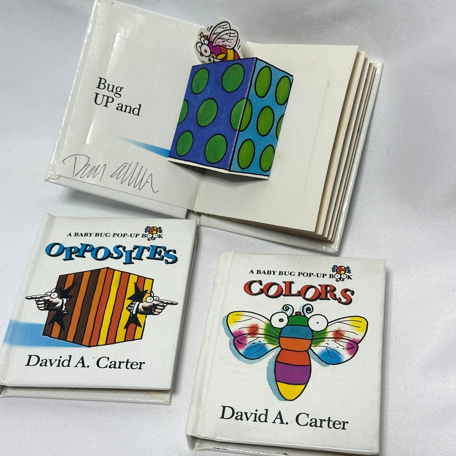 RARE 3 Pop-Up Books DAVID A CARTER 1993 Colors Opposites In and Out Mini SIGNED!