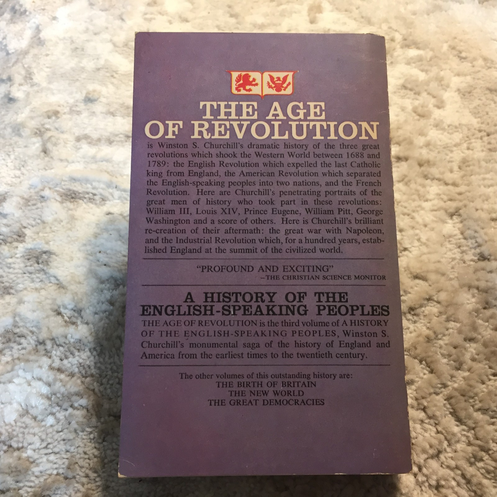 The Age Of Revolution Winston S. Churchill 1963 Bantam Books Colonial America