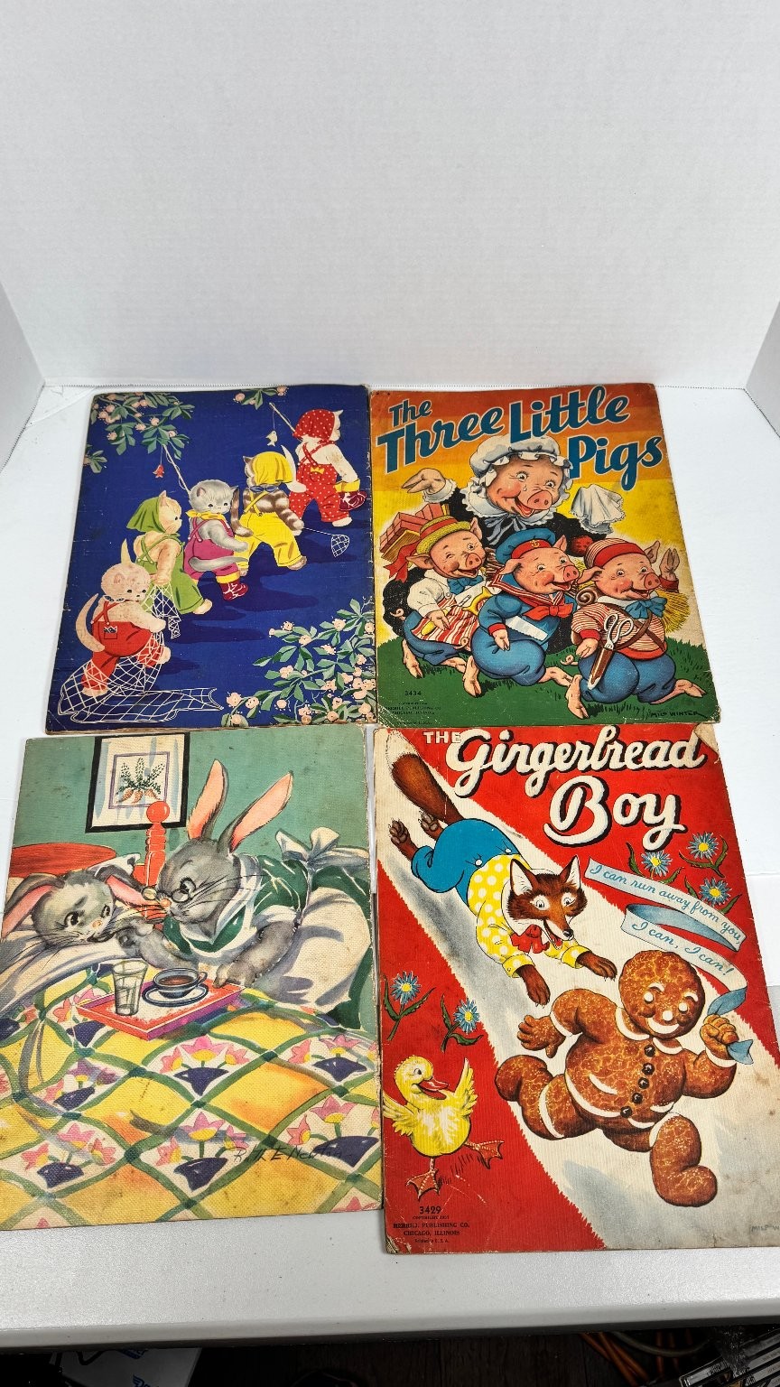 Vintage Children’s Story Book Lot 1938-40 Whitman Merrill Peter Rabbit Pigs