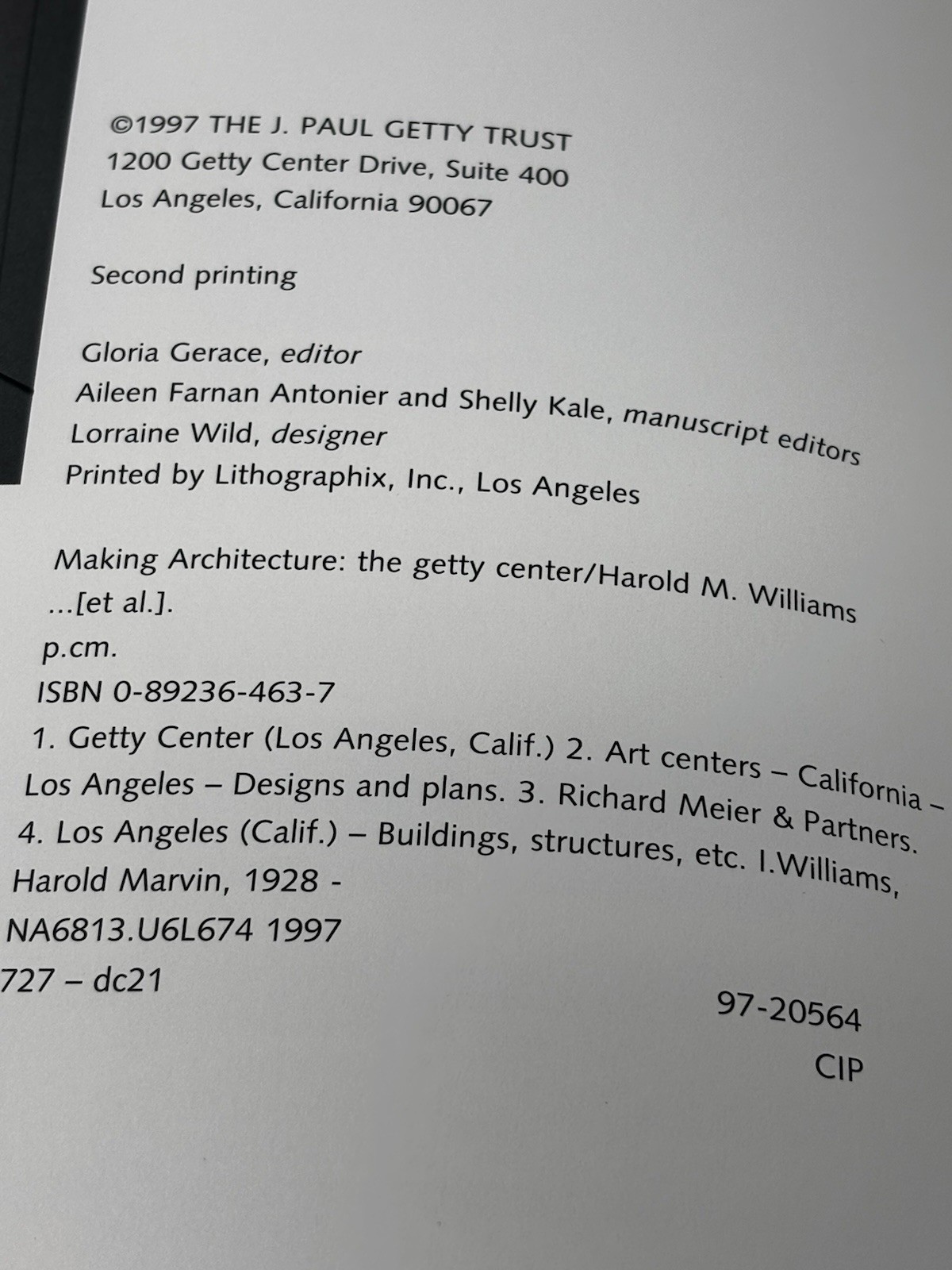 Making Architecture The Getty Center1997 168 pages VTG 10″x 10″