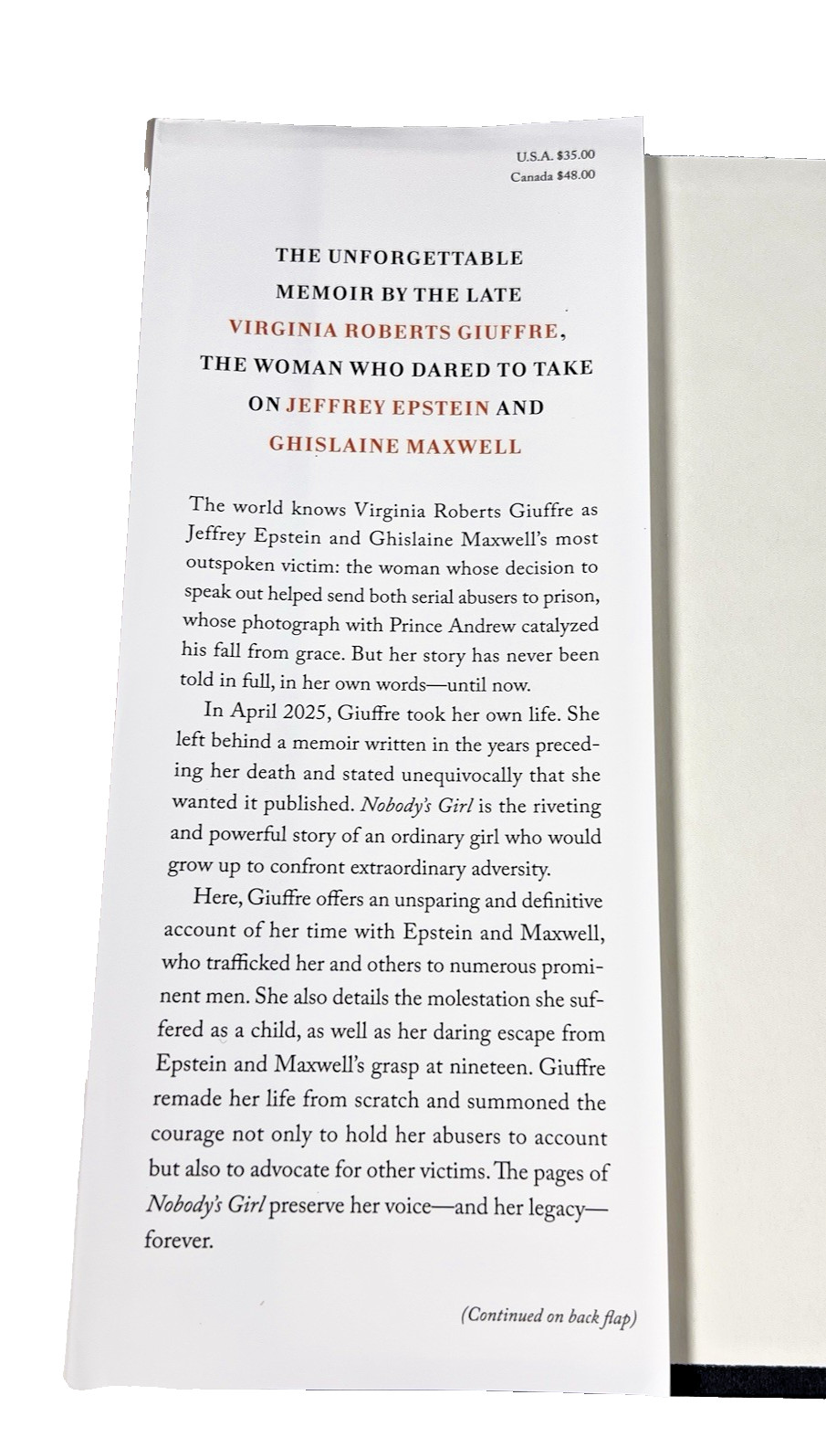 Nobody’s Girl: A Memoir of Surviving Abuse and Fighting for Justice – Giuffre