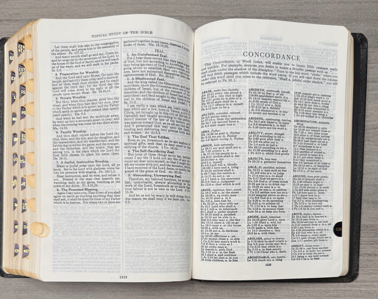 Unmarked 1971 KJV Dickson New Analytical Indexed Bible; Black Leather Thumb Tabs