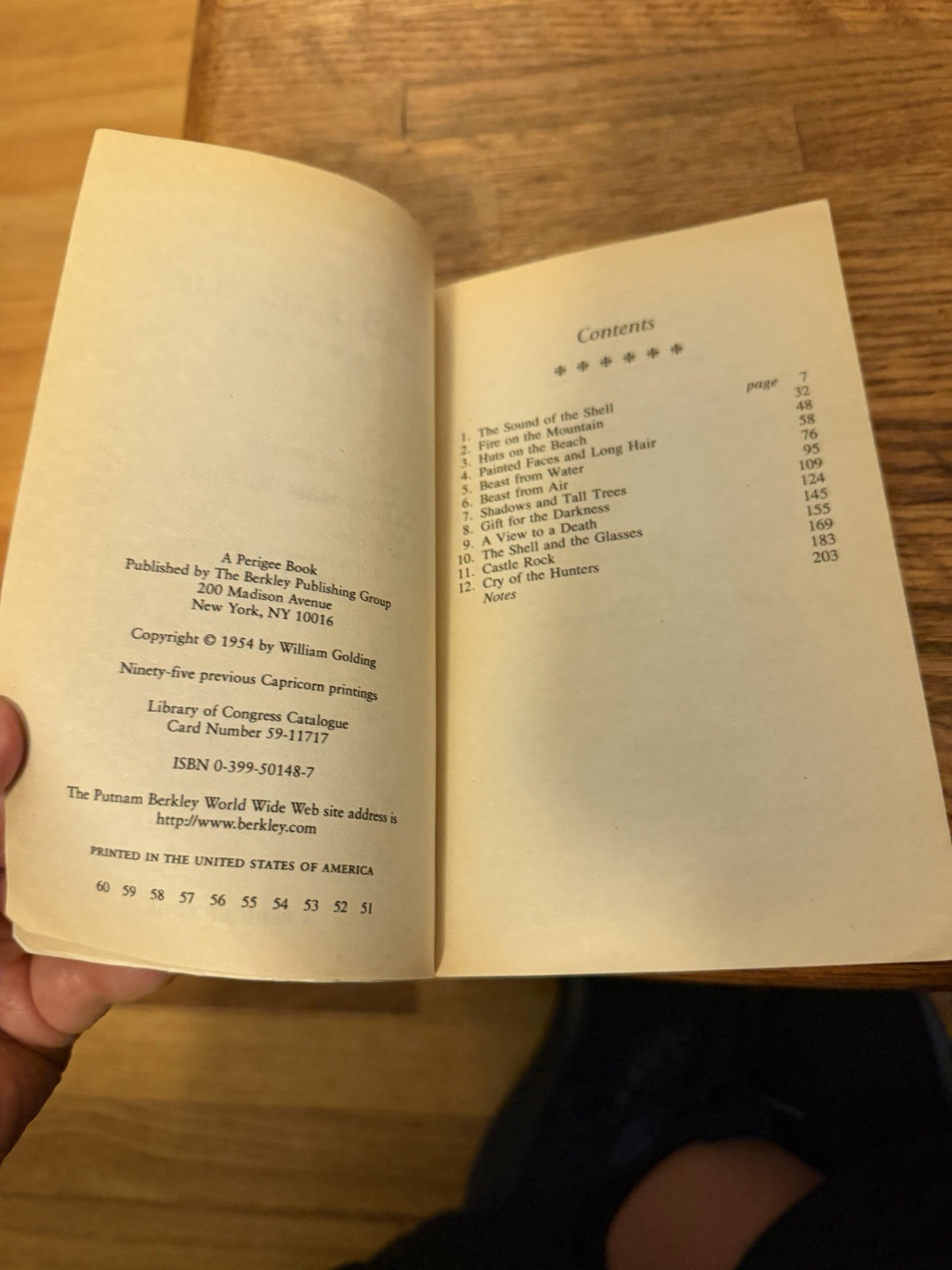 William Golding Lord of the Flies Paperback Perigee Book Berkley 1954 Note