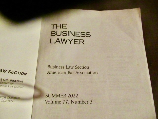 American Bar Association The Business Lawyer 2022 volume 77 pages 621-1356