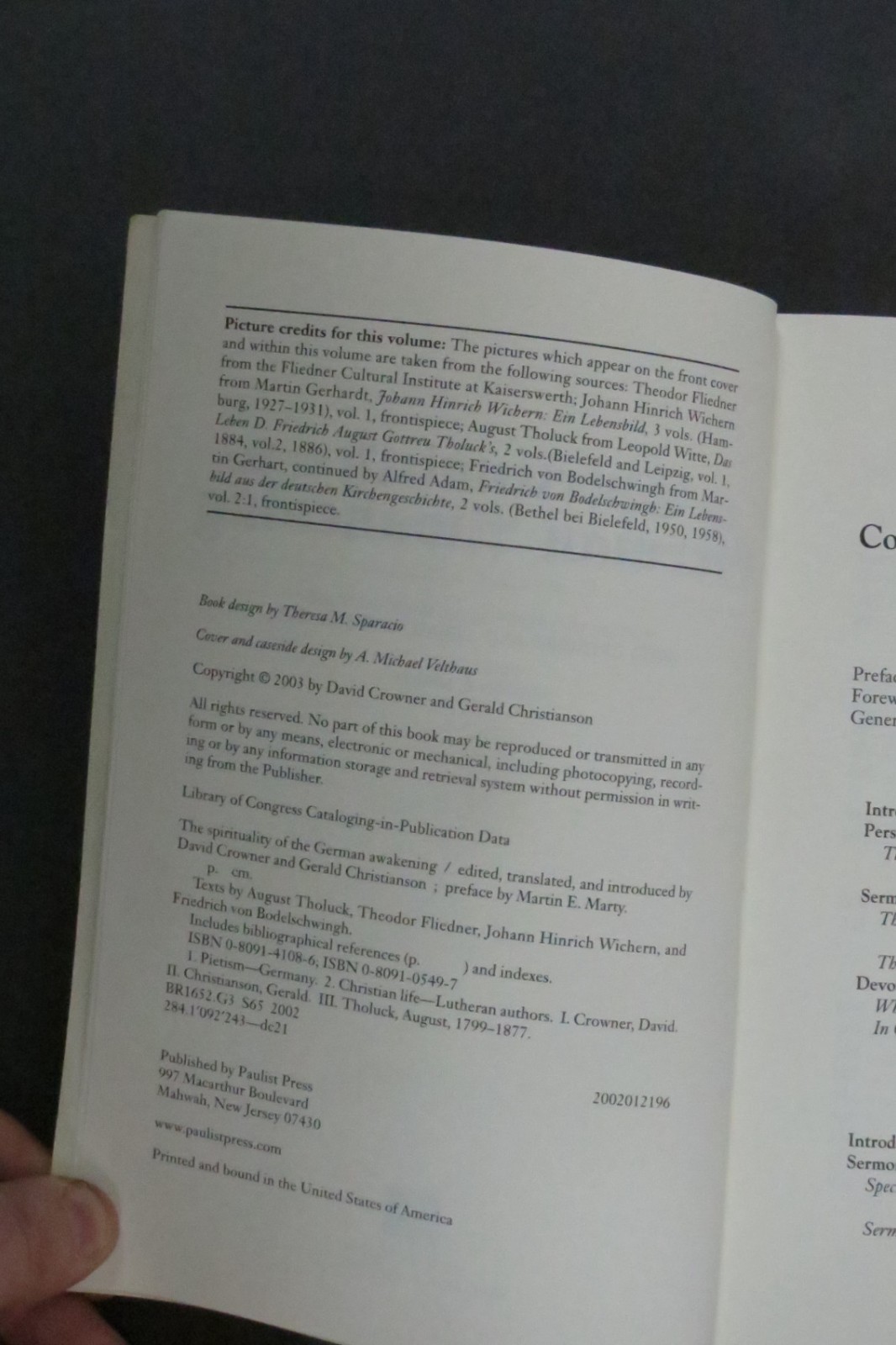 THE SPIRITUALITY OF THE GERMAN AWAKENING (CLASSICS OF By David Crowner & Gerald