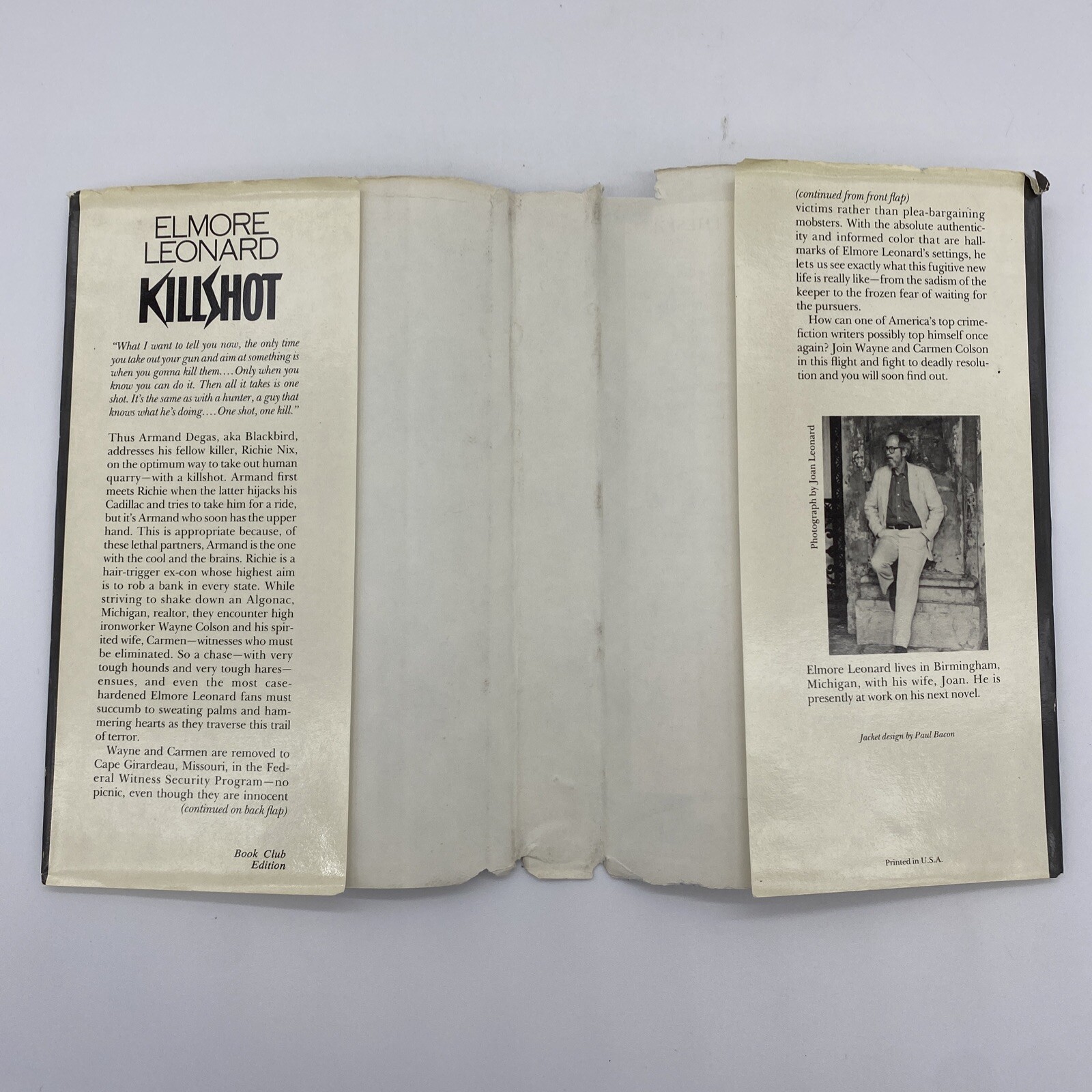Killshot by Elmore Leonard 1989 HCDJ Book Club Edition