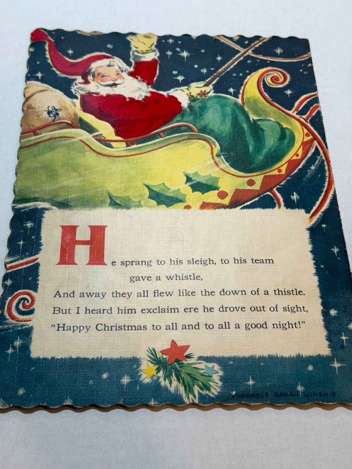 VTG 1951 THE NIGHT BEFORE CHRISTMAS FLORENCE WINSHIP SOFTCOVER BOOK