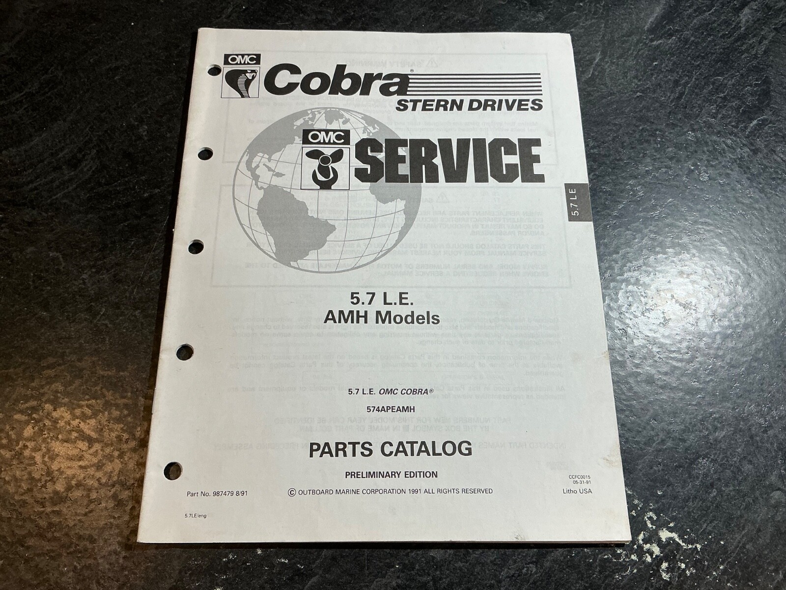 1992 OMC Cobra 5.7L L.E. 350 GM V8 AMH Stern Drive Models Parts Catalog