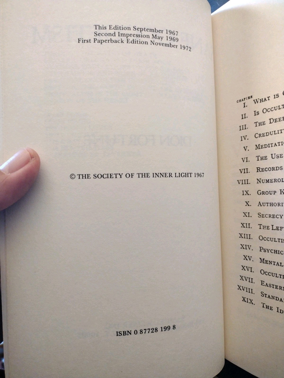 SANE OCCULTISM. Dion Fortune. First Paperback 1972 (Magick Esoterica Astrology)