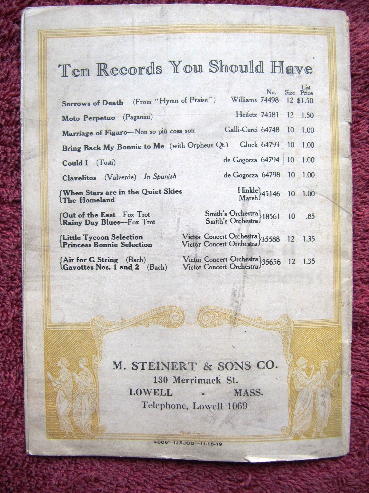 New VICTOR RECORDS Jan 1920 Broadway Hit She’s a good Fellow Victrola CATALOG