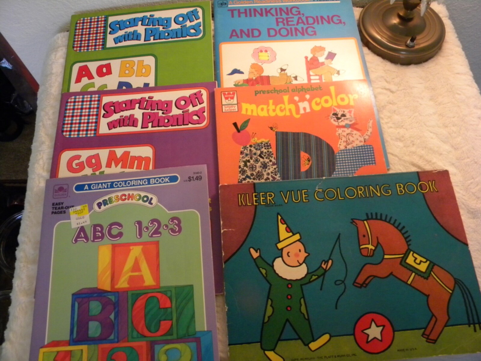 vintage lot 6 Reading Readiness workbooks/color books-5 new