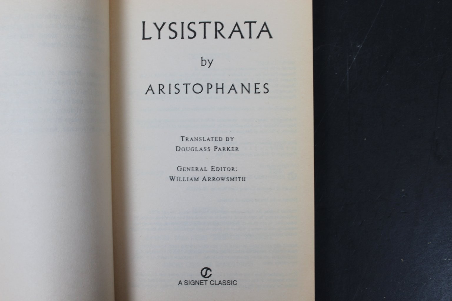 Lysistrata Aristophanes 2001 Signet Classic Modern Translation Paperback PB VG
