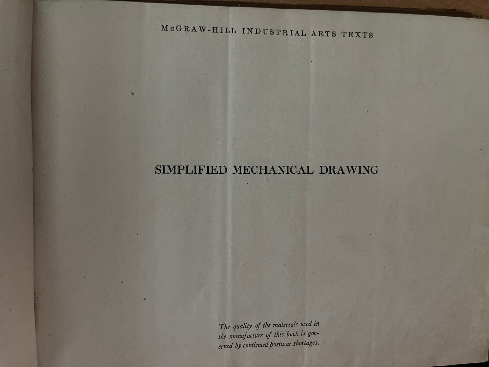SIMPLIFIED MECHANICAL DRAWING Thurman Crook 1946 Reprint
