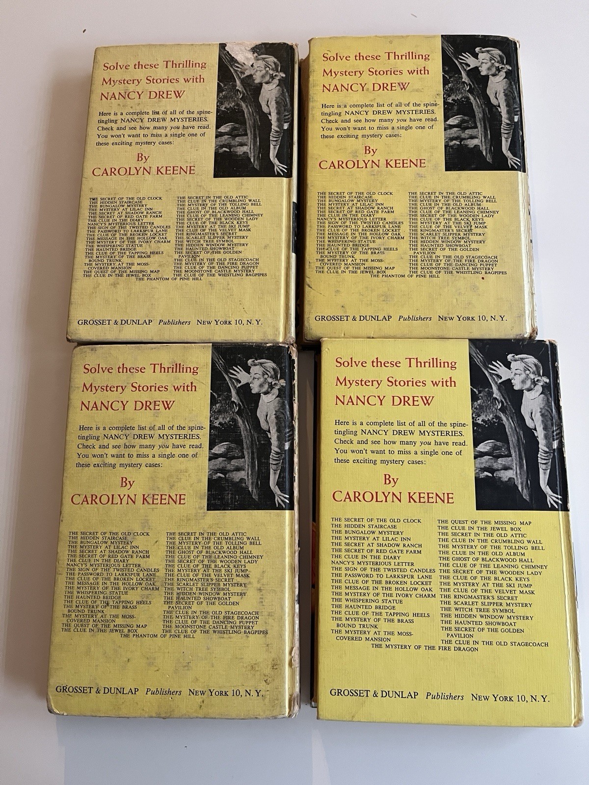 Nancy Drew hardback Lot Of 4 Vintage Books (#’s 1,4,5,36) Hardback Carolyn Keene