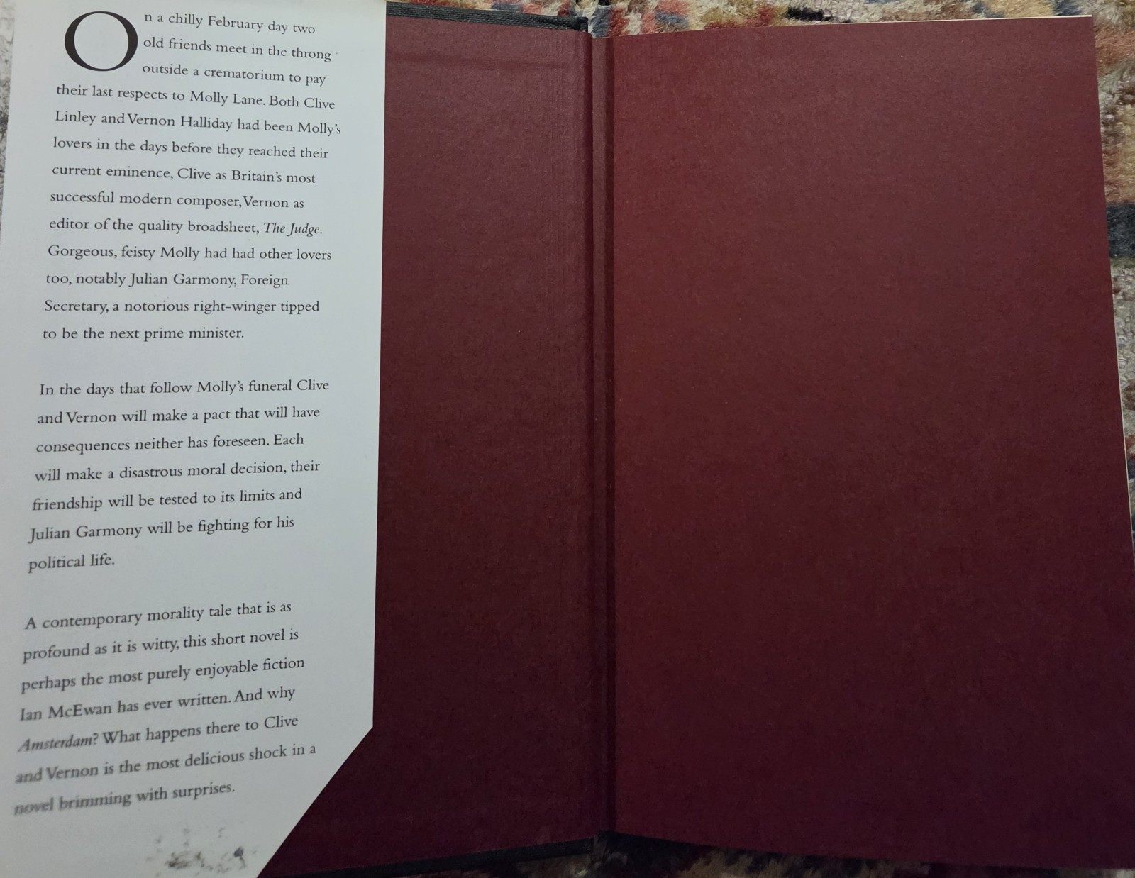 SIGNED Ian McEwan: Amsterdam, Knopf Canada, 1998, HB, 1st/1st