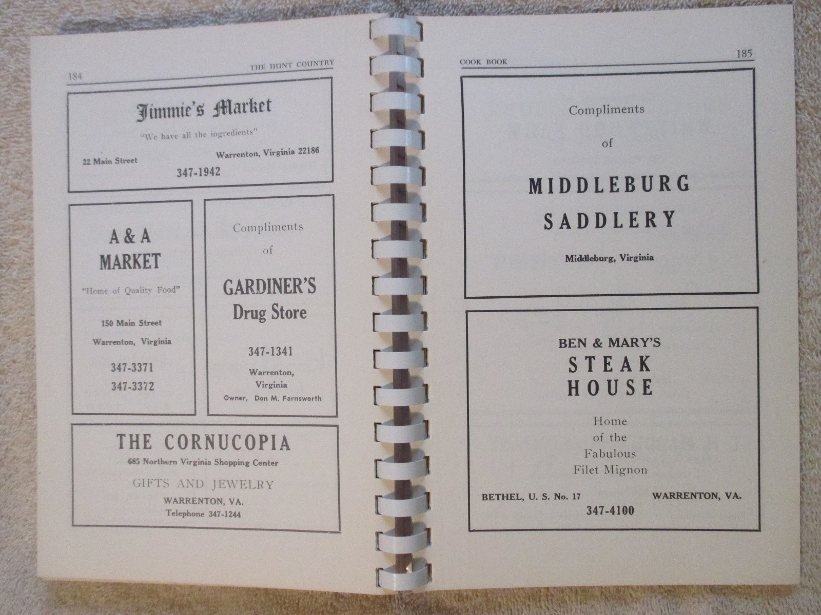 1967 Warrenton, VA Virginia horse fox HUNT COUNTRY vintage equestrian Cookbook
