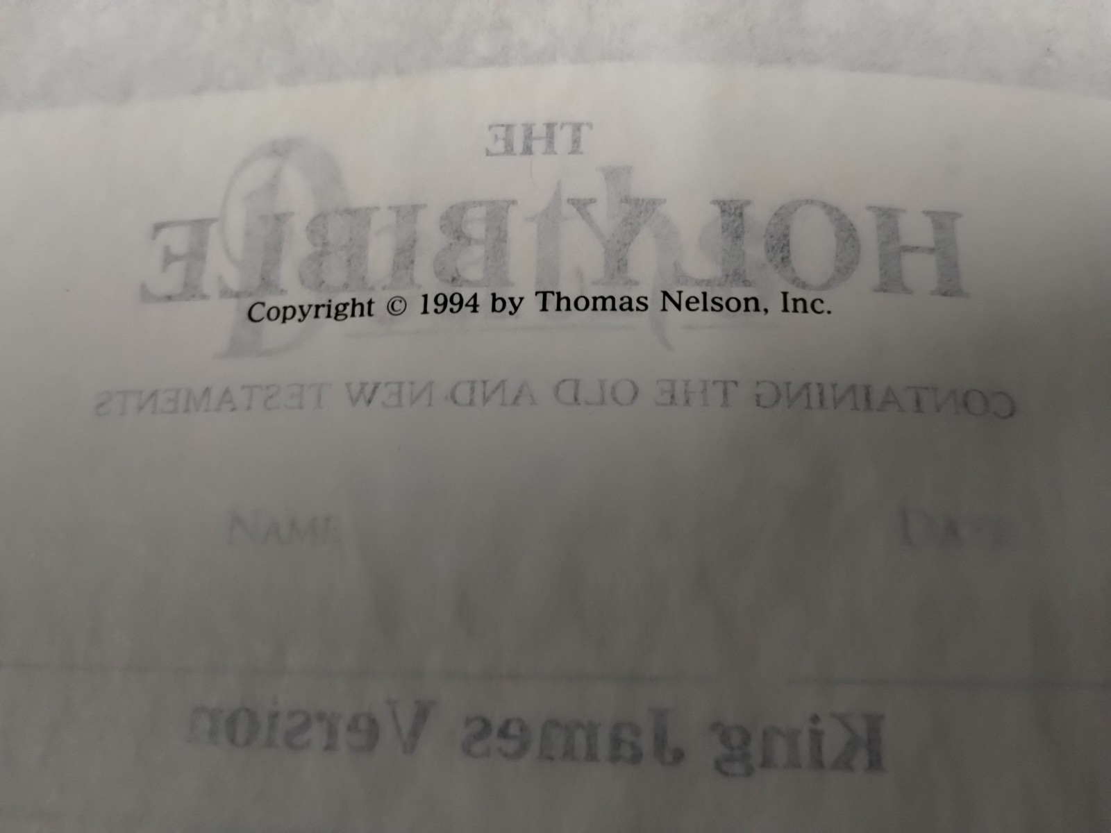 Holy Bible KJV Old & New Giant Print 1994 – Nelson Publishers Faux Leather-Bound
