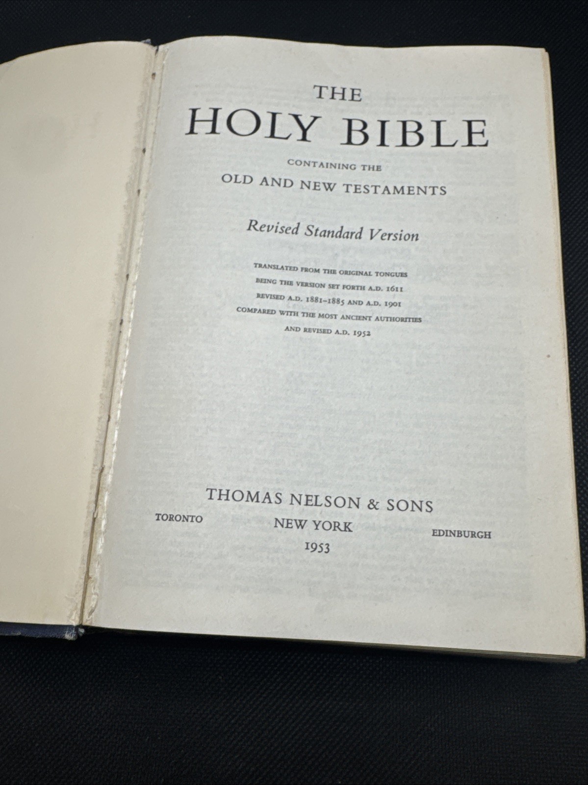 THE HOLY BIBLE RSV 1952 vintage Thomas Nelson Revised Standard Version