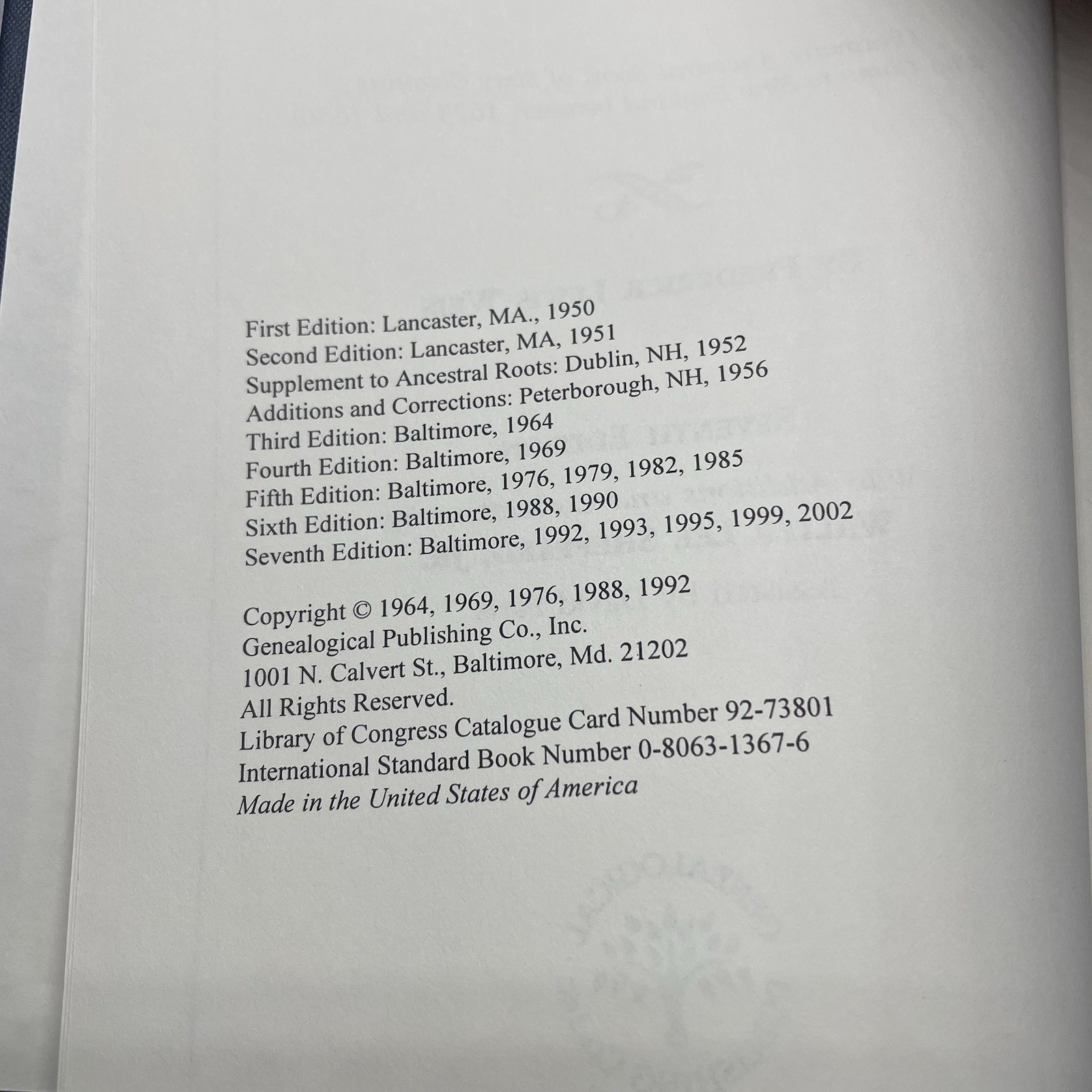 Ancestral Roots American Colonists Who Came Before 1700 – 7th Edition Genealogy
