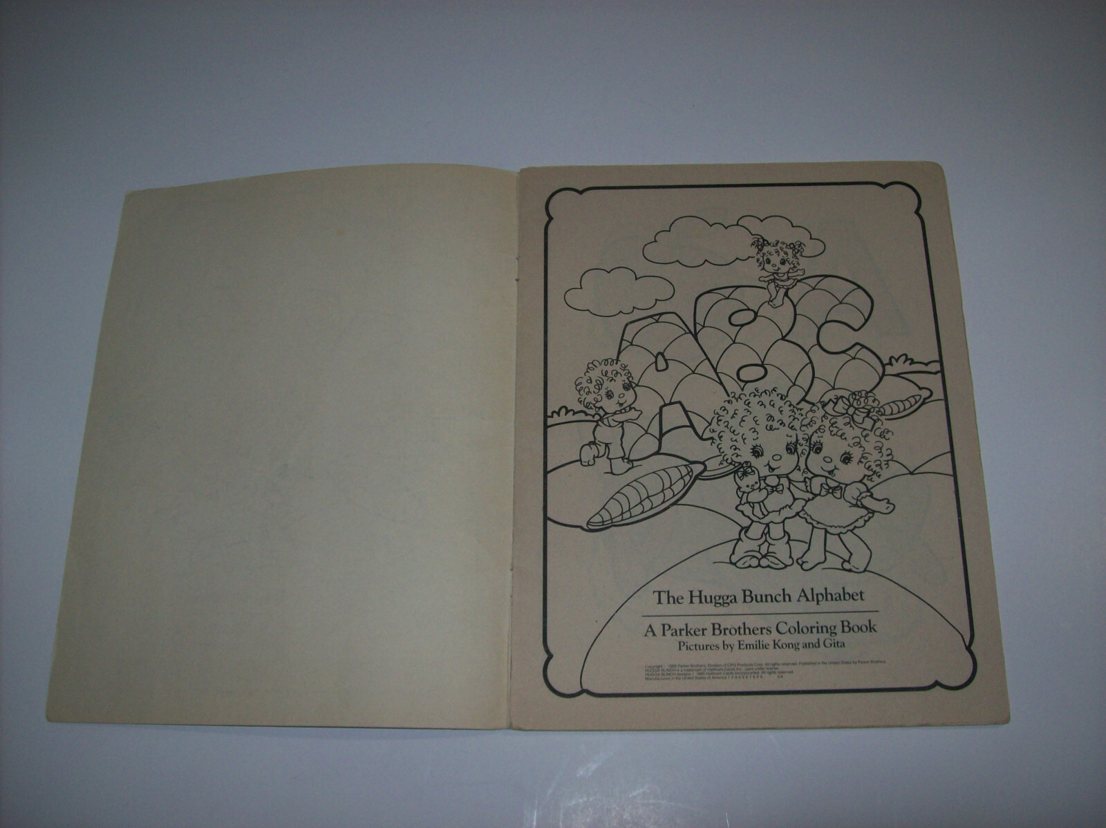 Lot of Vintage 1980s Coloring Books: HUGGA BUNCH, Pound Puppies, Flower Kids
