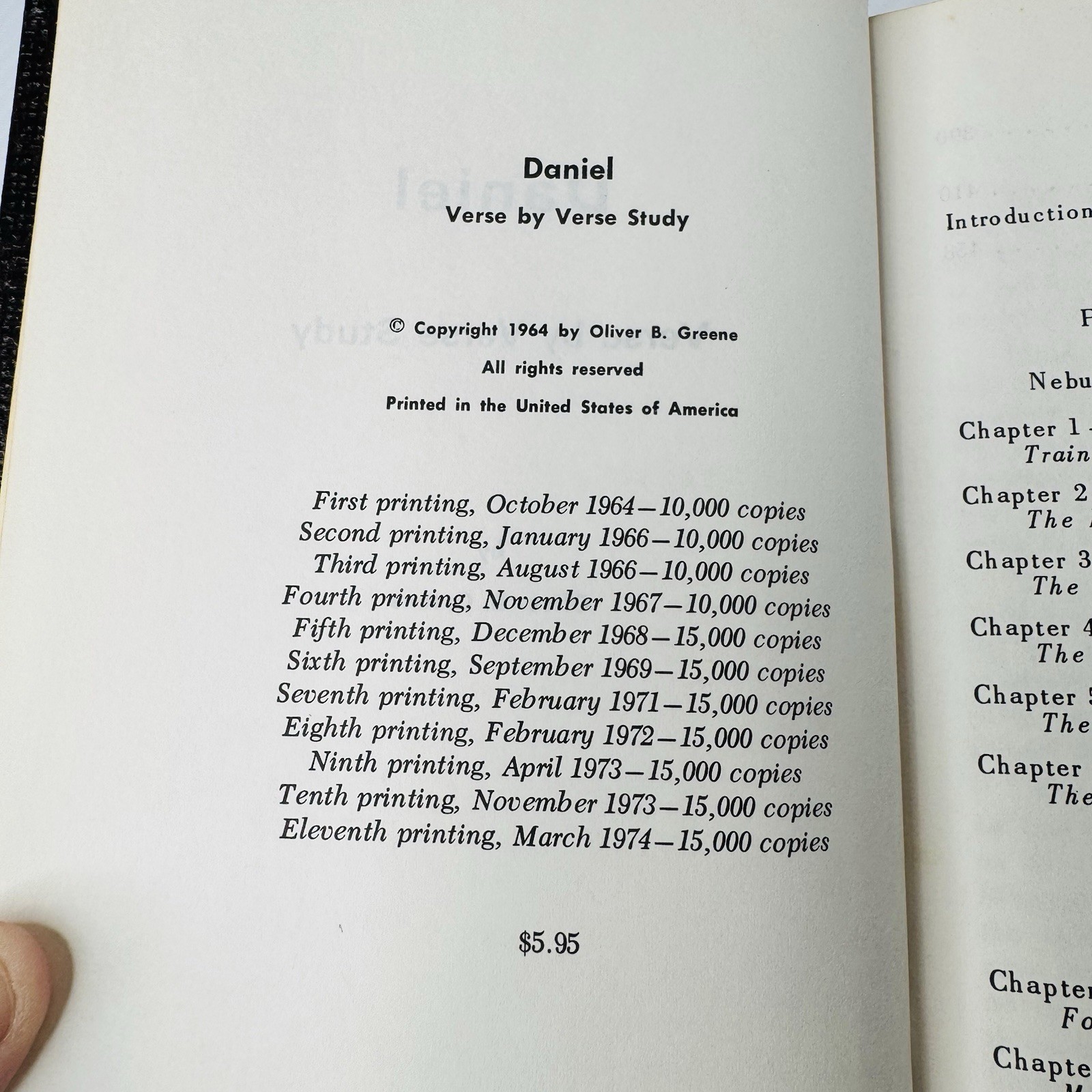 Daniel Verse by Verse Study by Oliver B. Greene 1974 Hardcover Edition