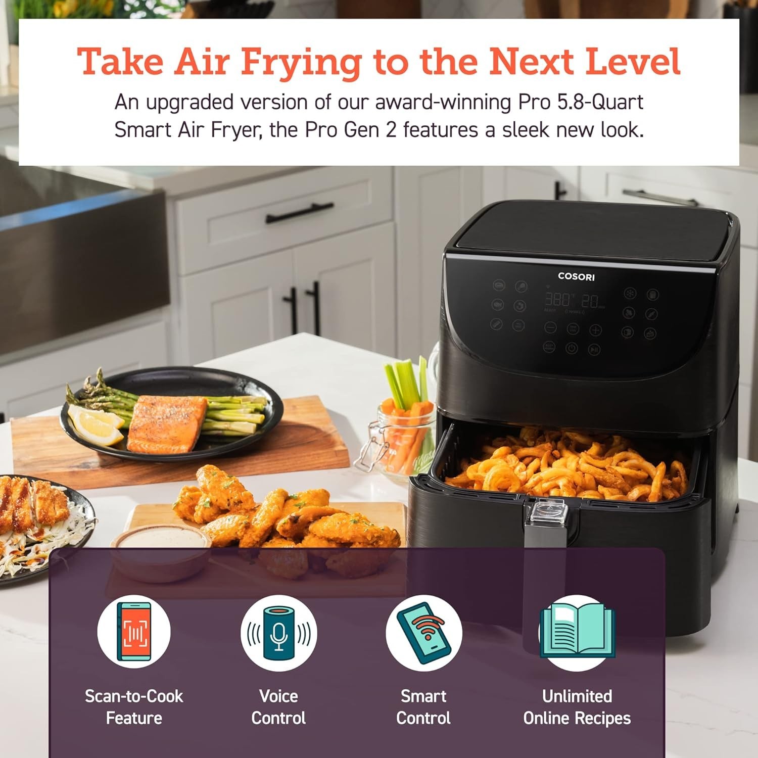 5.8QT Pro Gen Smart 11-in-1 Toaster Oven , 100 Recipes Cookbook, 200+ Online Rec
