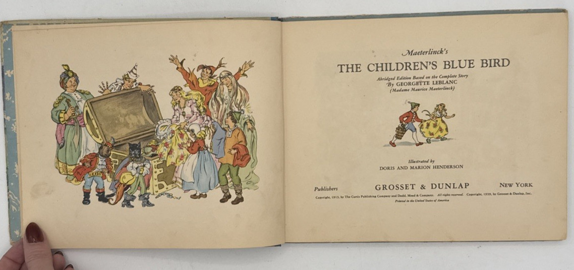 The Childrens Blue Bird, Vintage Maeterlinck’s HC BOOK 1939, B188