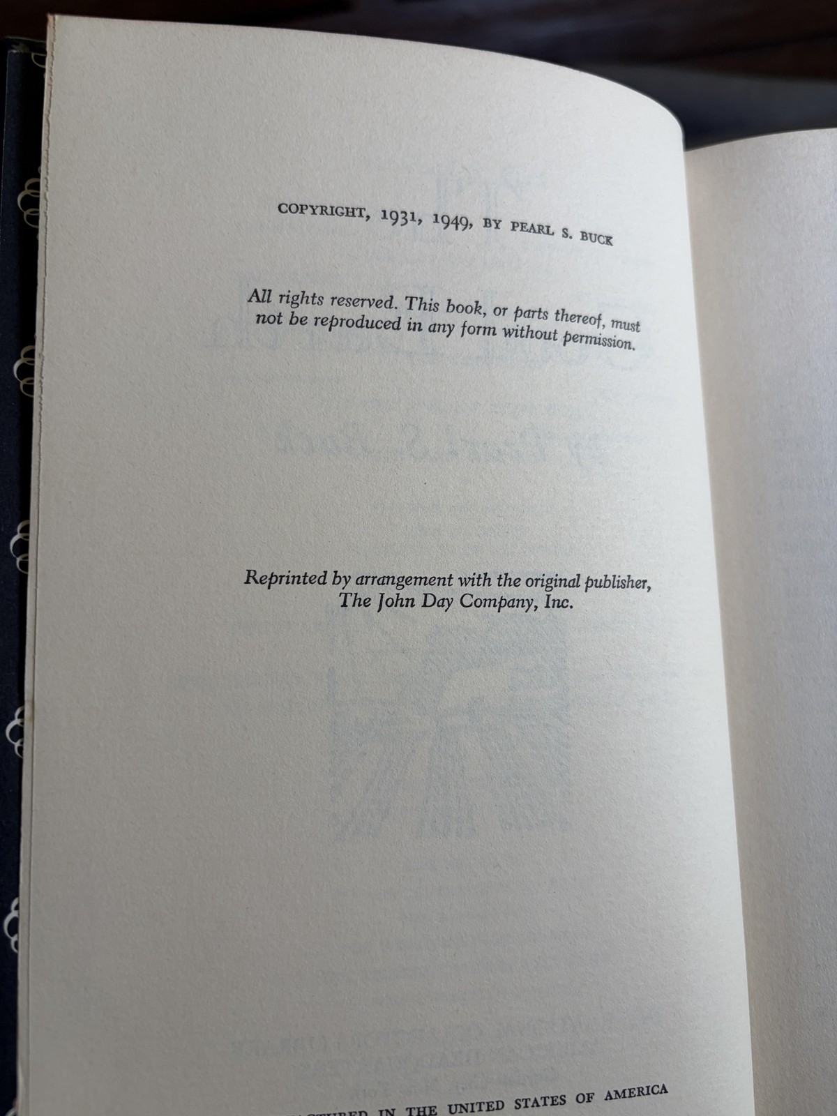 Vintage The Good Earth Pearl S. Buck HC Faux Leather Black Gilt 1949 ICL USA