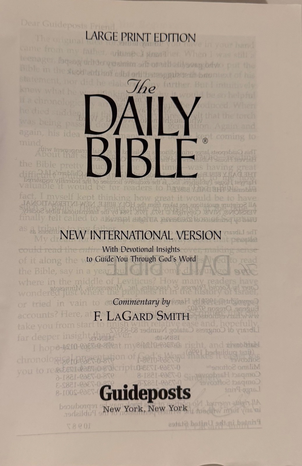 The Daily Bible In Chronological Order 365 Daily Readings NIV Large Print Ed PB