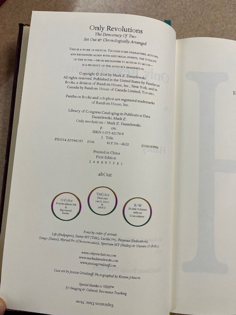 Only Revolutions by Mark Z. Danielewski Pre-Publication w/ Different Boards LN