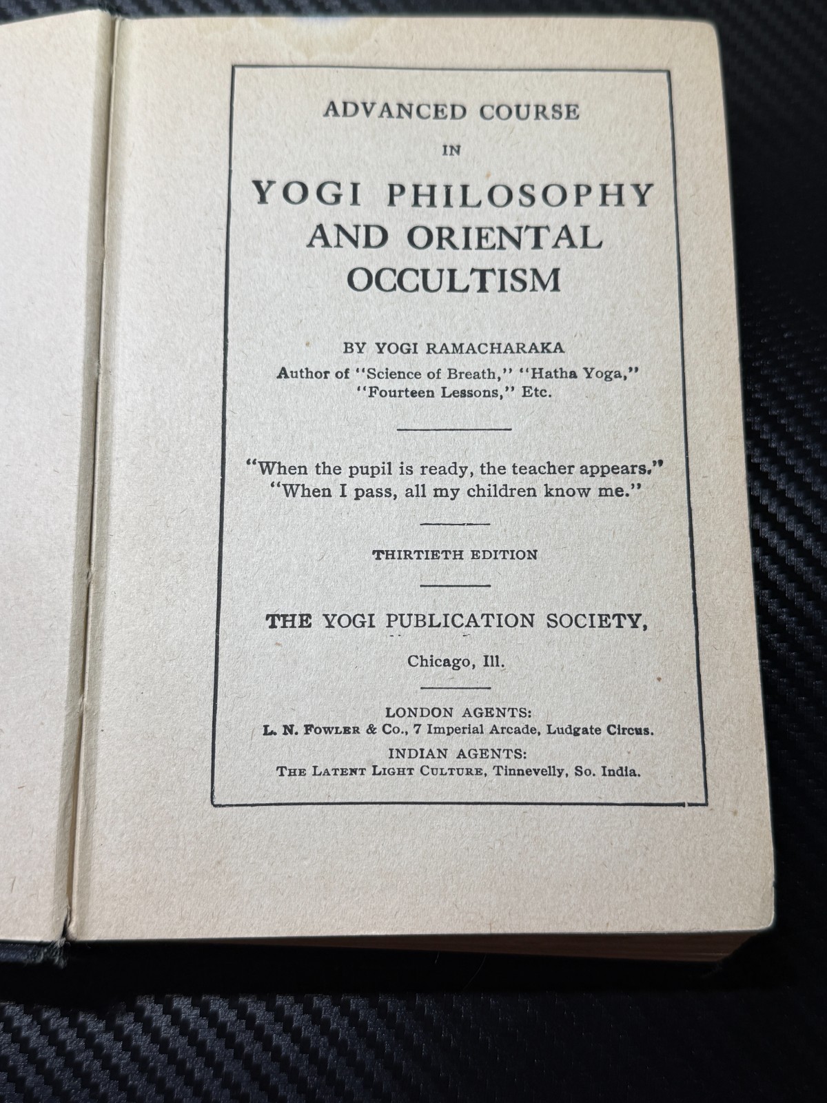 Advanced Course in Yogi Philosophy & Oriental Occultism Yogi Ramacharaka 30th Ed