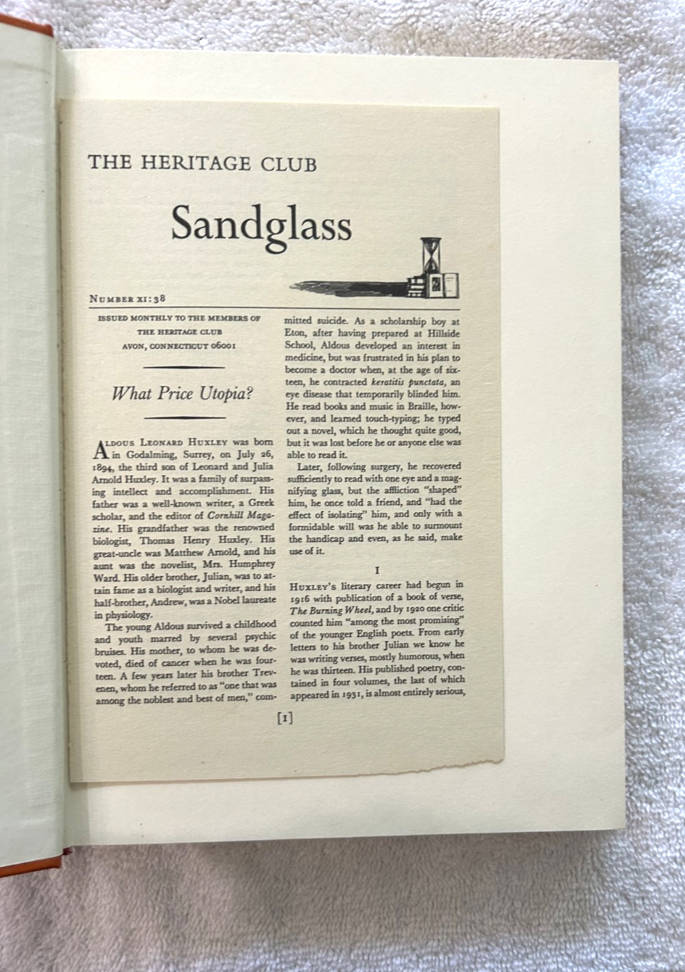BRAVE NEW WORLD Heritage Press 1974 Aldous Huxley Slipcase Sandglass Insert Near