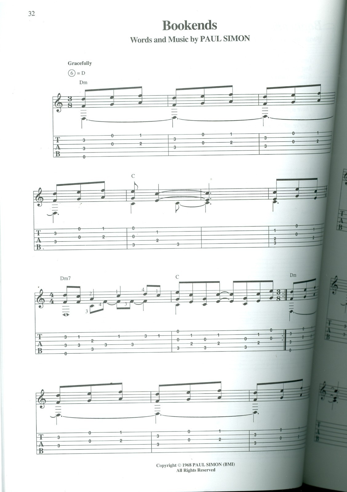 Paul Simon Fingerpicking 2 standard notation and Guitar Tab sheet music songbook