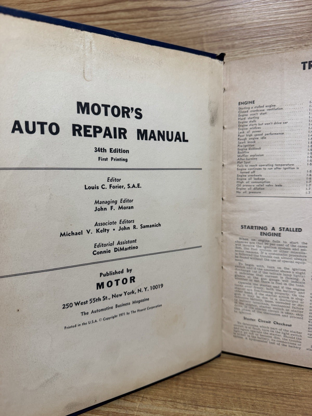 Motor’s Auto Repair Manual 1971 Book FIRST PRINTING 34th Motors Vintage 🇺🇸