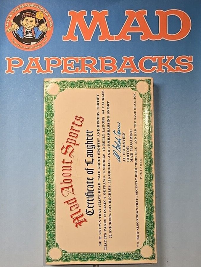 MAD Magazine Paperback Book: MAD ABOUT SPORTS 1977 Warner 8th Print VGFN