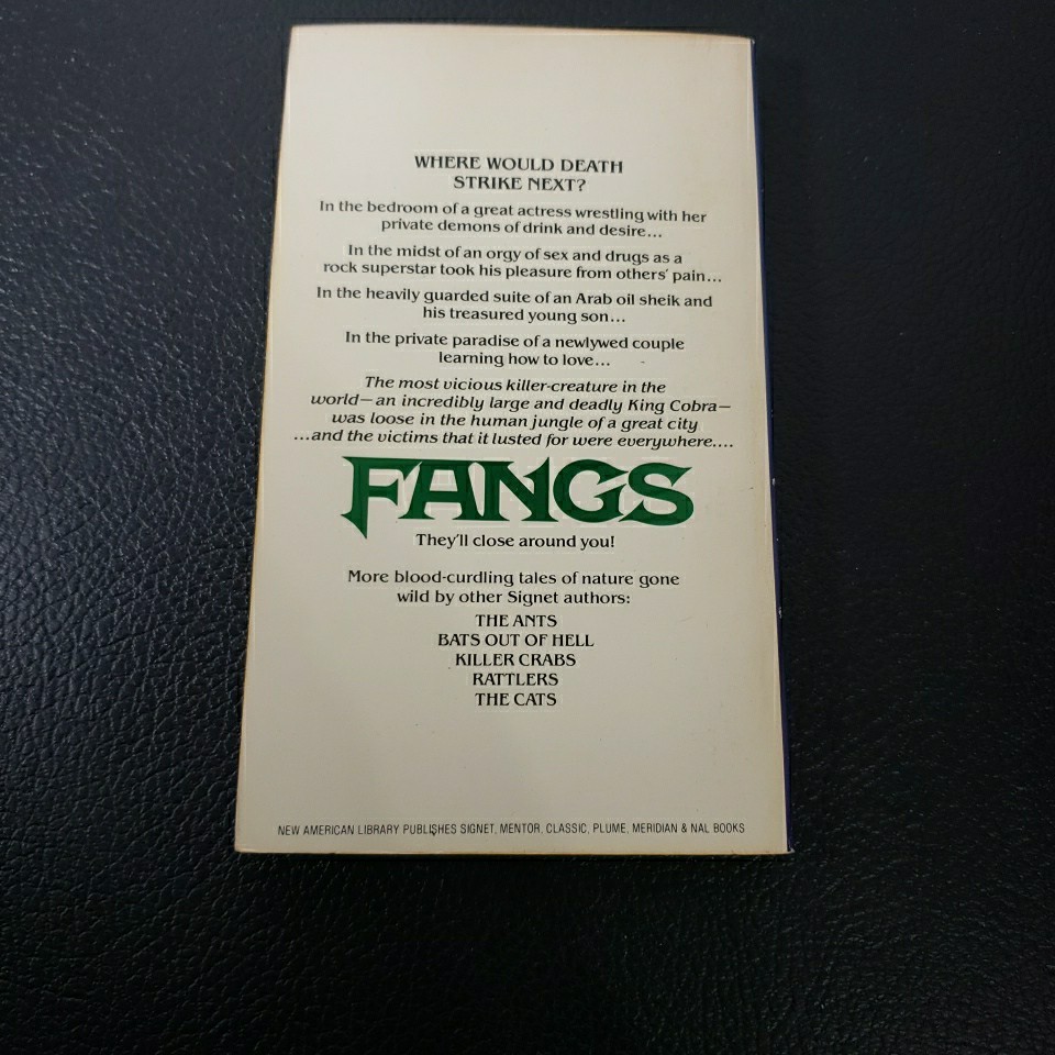 Fangs By William Dobson (Michael Butterworth) 1980 Horror PFH First Print Signet