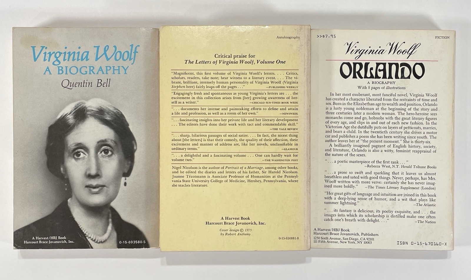 VIRGINIA WOOLF Book Lot – Orlando, Jacob’s Room, Letters Of Virginia & Biography