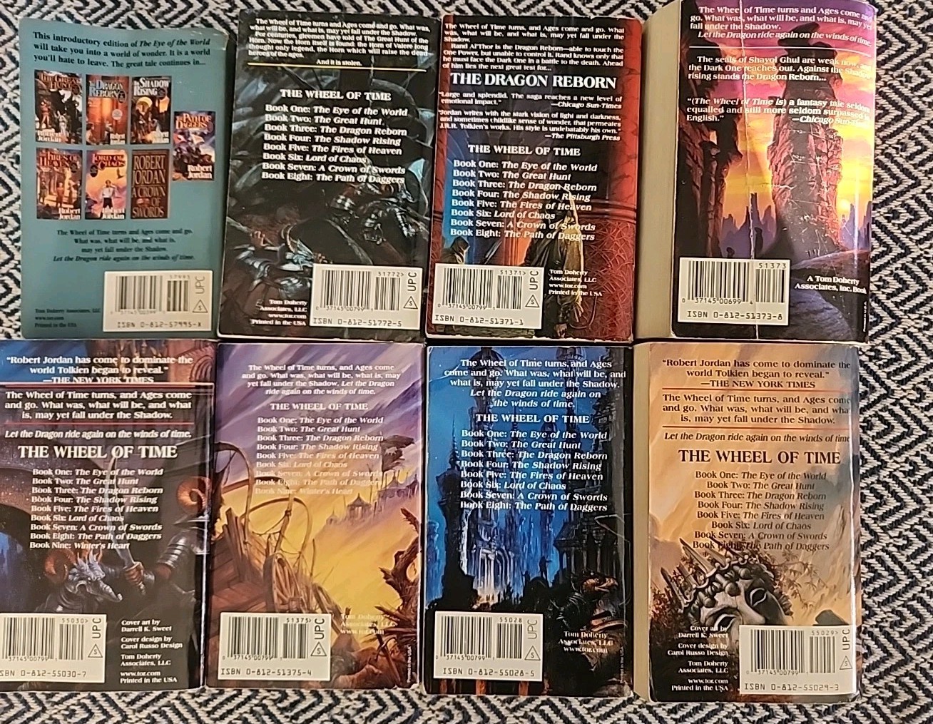 Robert Jordan the Wheel of Time Book Lot Books 1,2,3,4,5,6,7,8 Used